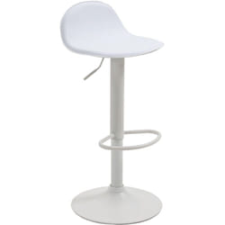Tabouret de bar x1 avec repose-pieds en pvc blanc pied trompète en métal blanc 100005074