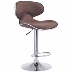 Tabouret de bar - Design moderne - Tissu marron - Réglable en hauteur - Pivotant 360° - Métal chromé