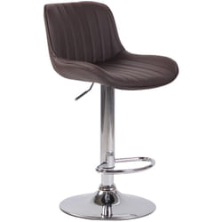 Tabouret de bar chaise haute x1 en pvc marron coutures verticales support en métal chromé 100005093