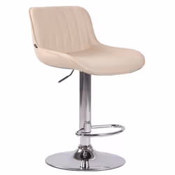 Tabouret de bar - Crème - Similicuir - Réglable en hauteur - Pivotant 360° - Métal chromé