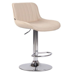 Tabouret de bar - Crème - Similicuir - Réglable en hauteur - Pivotant 360° - Métal chromé