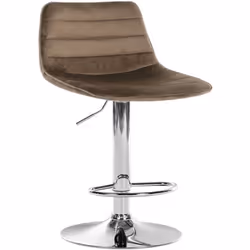 Tabouret de bar - Non spécifié - Modèle 10_0005129 - Velours marron - Réglable en hauteur - Pivotant 360°