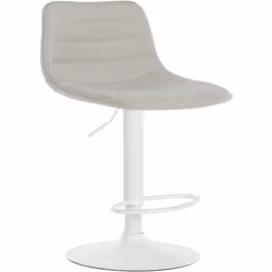 Tabouret de bar - Non spécifié - 10_0005153 - Tissu crème - Métal blanc - Réglable en hauteur