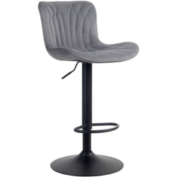 Tabouret de bar chaise haute x1 avec coutures décoratives en velours gris pieds en métal noir 100005172