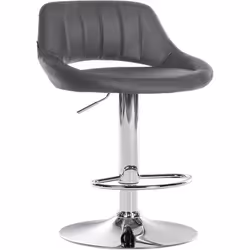 Tabouret de bar - 10_0005211 - Réglable en hauteur - Pivotant 360° - Cuir synthétique gris
