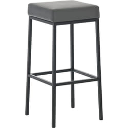 Tabouret de bar x1 avec repose-pieds design simple hauteur 85 cm en pvc gris et métal noir 100005246