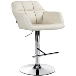 Tabouret de bar - Non spécifié - Rotation 360° - PVC crème - Accoudoirs - Hauteur réglable