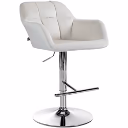 Tabouret de bar - Crème - Rotation 360° - Réglable en hauteur - Accoudoirs - Design contemporain