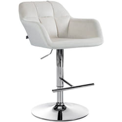 Tabouret de bar - Crème - Rotation 360° - Réglable en hauteur - Accoudoirs - Design contemporain