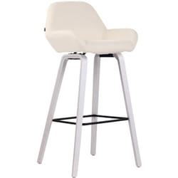 Tabouret de bar chaise haute x 1 avec repose-pieds design moderne en tissu crème pied en bois couleur blanc 100005287