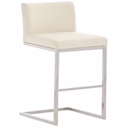 Tabouret de bar - Design moderne - Acier inoxydable - Assise en PVC crème - Confortable - 130 kg max