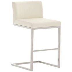 Tabouret de bar - Design moderne - Acier inoxydable - Assise en PVC crème - Confortable - 130 kg max