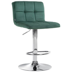Tabouret de bar - 10_0005327 - Velours vert - Réglable en hauteur - Rotation 360° - Design contemporain