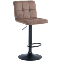 Tabouret de bar chaise haute x 1 avec coutures décoratives carrées assise en velours marron pieds en métal noir 100005329