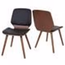 Chaises de salle à manger - Design Rétro - Bois Courbé - Lot de 2 - Synthétique Noir - Vintage