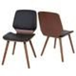 Chaises de salle à manger - Design Rétro - Bois Courbé - Lot de 2 - Synthétique Noir - Vintage
