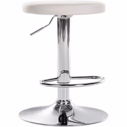 Tabouret de bar - Design simple - Hauteur réglable - PVC blanc - Pieds métal chrome - 1 unité