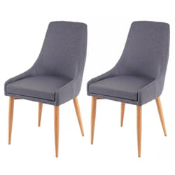 2x chaises de salle à manger cuisine design rétro confortable en tissu gris foncé 040000217