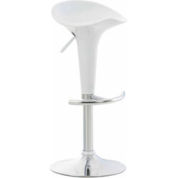 Tabouret de bar x1 avec repose-pieds assise pivotante en plastique blanc et métal chromé 100005368