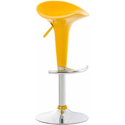 Tabouret de bar x1 avec repose-pieds assise pivotante en plastique jaune et métal chromé 100005369