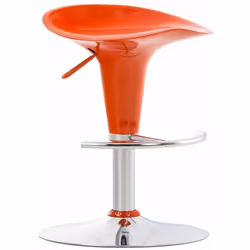 Tabouret de bar - 10_0005371 - Orange - Réglable en hauteur - Pivotant 360° - Métal chromé