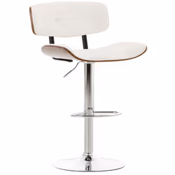 Tabouret de bar - Noname - Modèle 10_0005375 - PVC blanc - Bois noyer - Pieds métal chrome