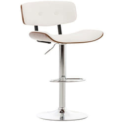 Tabouret de bar - Noname - Modèle 10_0005375 - PVC blanc - Bois noyer - Pieds métal chrome