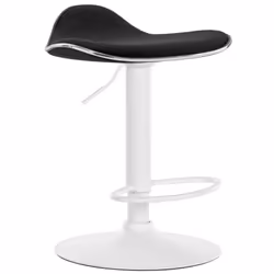 Tabouret de bar - MARQUE - Modèle - Ergonomique - Tissu noir - Pied en métal blanc