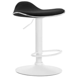 Tabouret de bar - MARQUE - Modèle - Ergonomique - Tissu noir - Pied en métal blanc