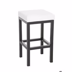Tabouret de bar - Design - PVC blanc - Hauteur dassise 80 cm - Support métal noir - Repose-pieds confortable