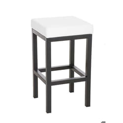 Tabouret de bar - Design - PVC blanc - Hauteur dassise 80 cm - Support métal noir - Repose-pieds confortable