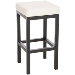 Tabouret de bar x1 avec repose-pieds design simple hauteur d'assise 85 cm en pvc crème et support en métal noir 100005411