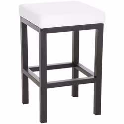 Tabouret de bar - Design simple - PVC blanc - Hauteur dassise 85 cm - Support métal noir - Confortable