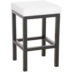 Tabouret de bar - Design simple - PVC blanc - Hauteur dassise 85 cm - Support métal noir - Confortable