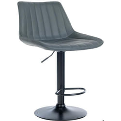 Tabouret de bar - Non spécifié - Réglable en hauteur - Pivotant 360° - Similicuir gris - Métal noir