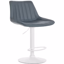 Tabouret de bar - Non spécifié - Réglable en hauteur - Pivotant 360° - Similicuir gris - Pied métal blanc