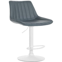Tabouret de bar - Non spécifié - Réglable en hauteur - Pivotant 360° - Similicuir gris - Pied métal blanc