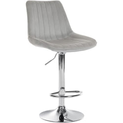 Tabouret de bar x1 réglable en hauteur pivotant à 360° assise en velours gris couture verticale pied métal aspect chromé 100005427