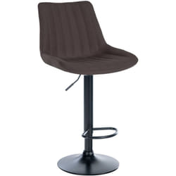 Tabouret de bar x1 réglable en hauteur pivotant à 360° assise en tissu taupe couture verticale pied métal noir 100005437