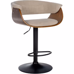Tabouret de bar - Design moderne - Réglable en hauteur - Pivotant - Tissu crème - Bois et métal noir