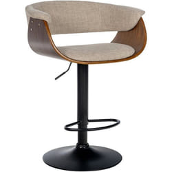 Tabouret de bar - Design moderne - Réglable en hauteur - Pivotant - Tissu crème - Bois et métal noir