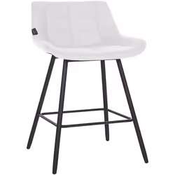 Tabouret de bar - Non spécifié - 10_0005459 - PVC blanc - Métal noir - 4 pieds stables