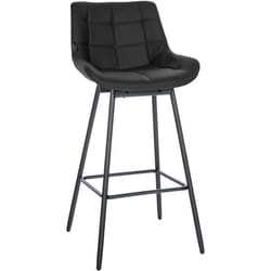 Tabouret de bar pivotant x1 avec repose-pieds revêtement en pvc noir piètement à quatre pieds en métal noir 100005469