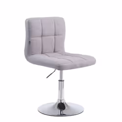 Chaise de salle à manger - Design moderne - Hauteur réglable - Tissu gris - Piètement en métal