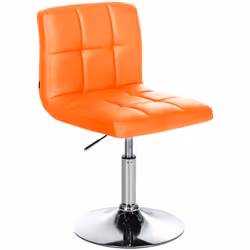 Chaise de salle à manger - Design moderne - Réglable en hauteur - Similicuir orange - Piètement en métal