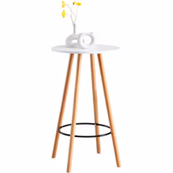 Avec ses pieds légèrement évasés et fuselés, la table de bar ronde se présente dans un design original, mêlant le scandinave  ...