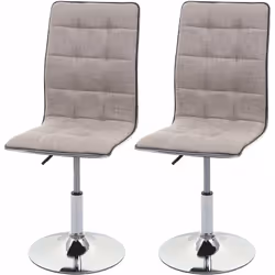 2x chaise de salle à manger cuisine, pivotante réglable en hauteur, tissu/textile gris crème Cette chaise pivotante chic appo ...