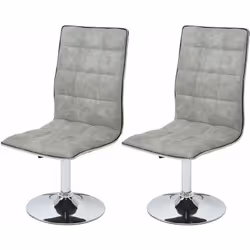 2x chaise de salle à manger HWC-C41, chaise de cuisine, pivotante réglable en hauteur, tissu/textile ~ gris béton vintage Cet ...