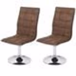 Lot de 2 chaises de salle à manger cuisine hauteur reglable en tissu marron vintage