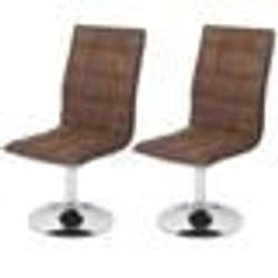 Lot de 2 chaises de salle à manger cuisine hauteur reglable en tissu marron vintage